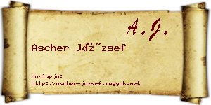 Ascher József névjegykártya